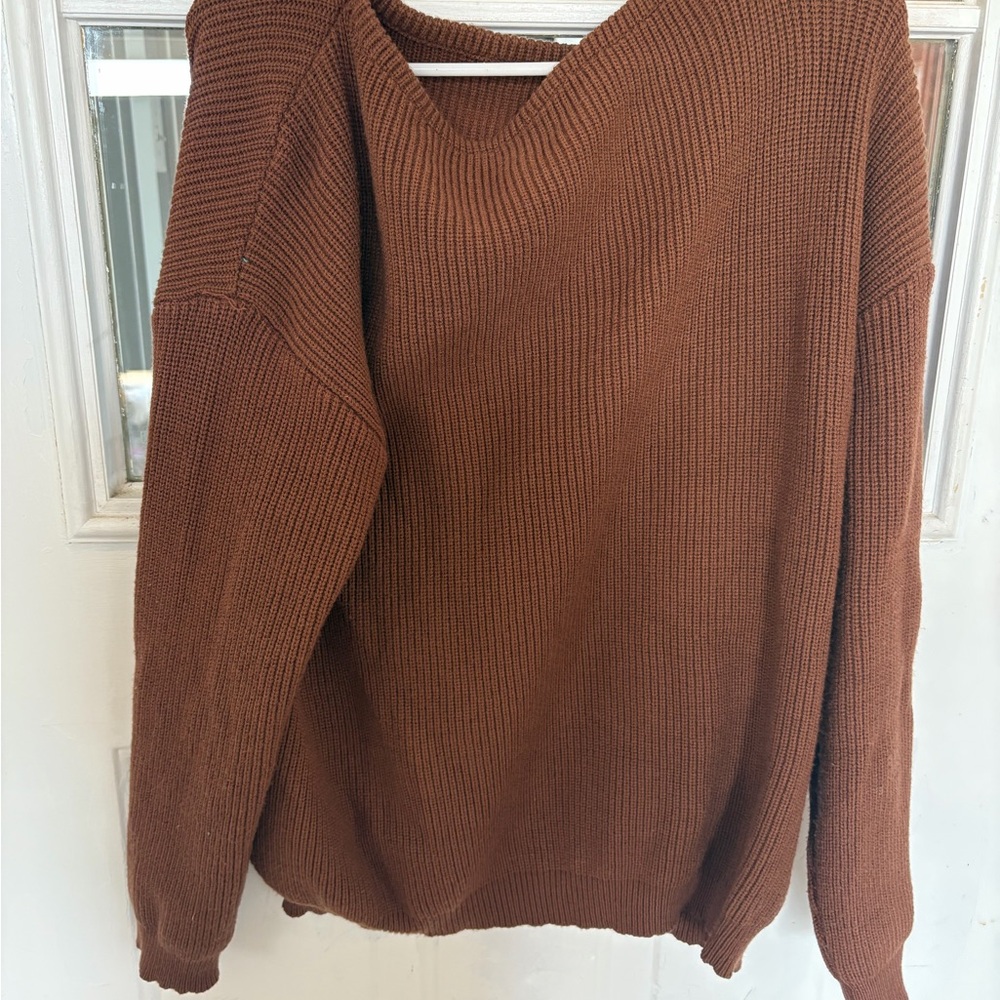 & Other Stories Brown Off-the-Shoulder Sweater